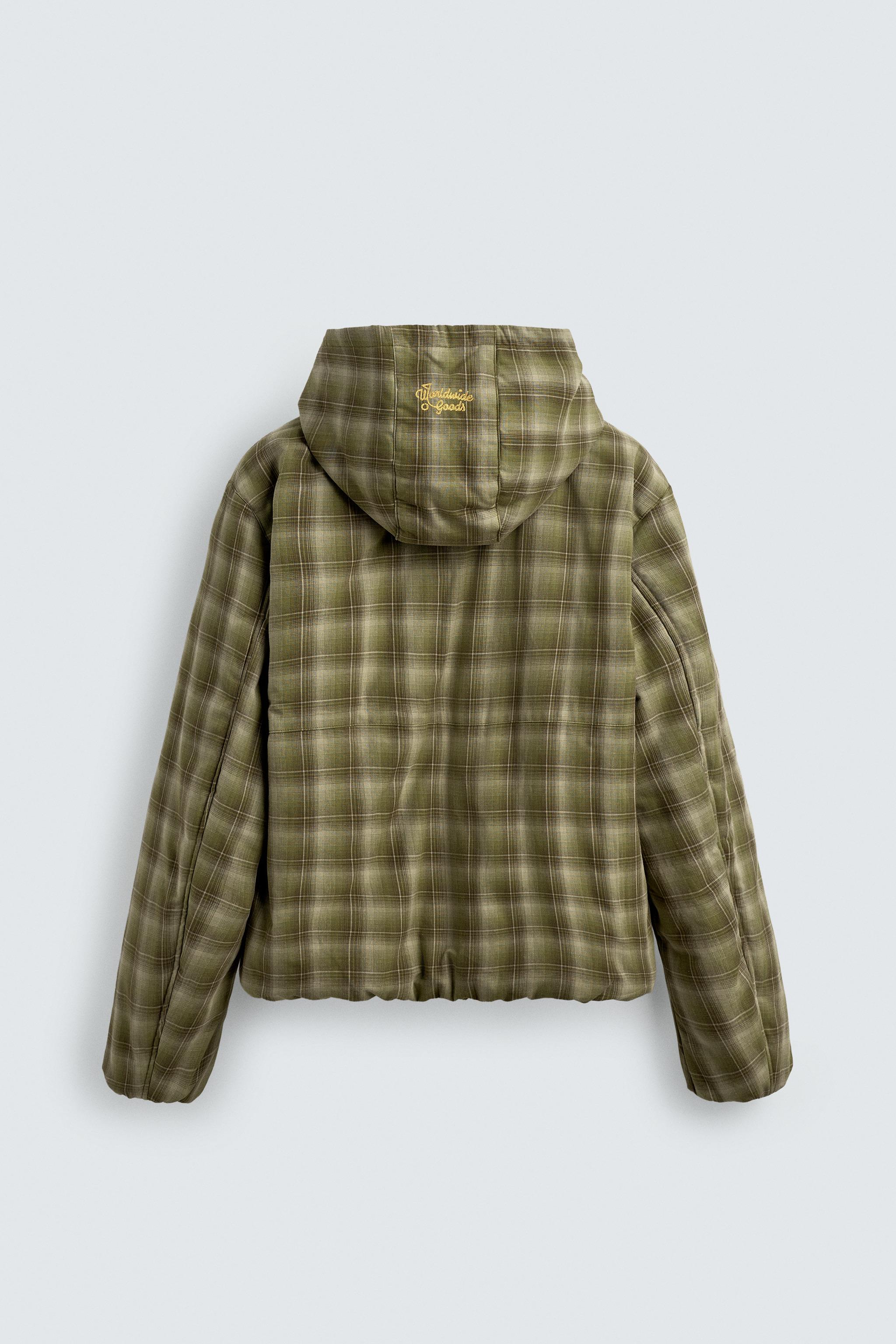 BLOUSON À CARREAUX AVEC CAPUCHE