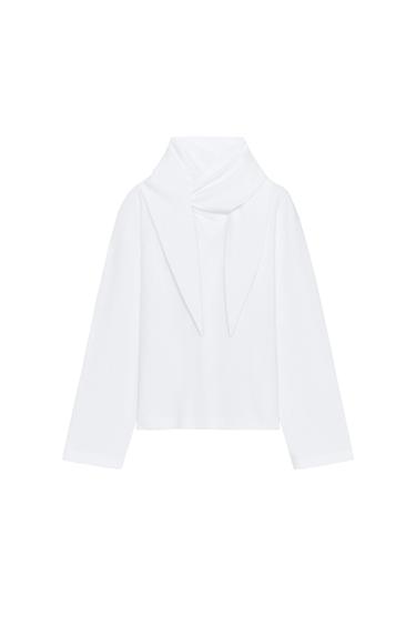 HEAVY COTTON BOW T-SHIRT - White by Zara