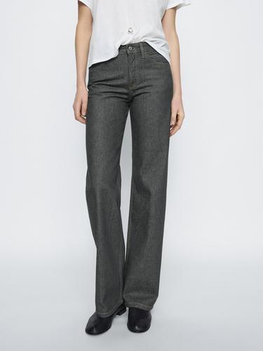 Jeans tiro medio wide leg algodón - Gris antracita de Zara