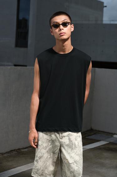 RELAXED FIT TANK T-SHIRT - Black by Zara