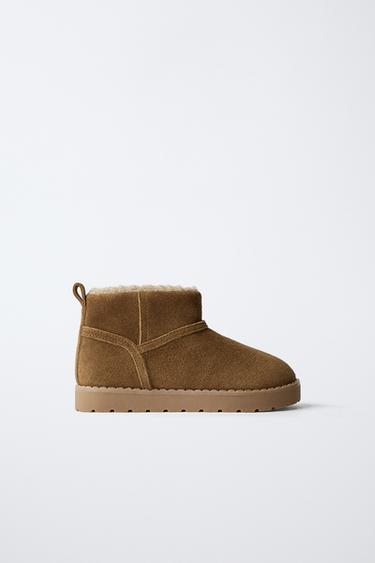 LINED LEATHER BOOTS - Brown by Zara