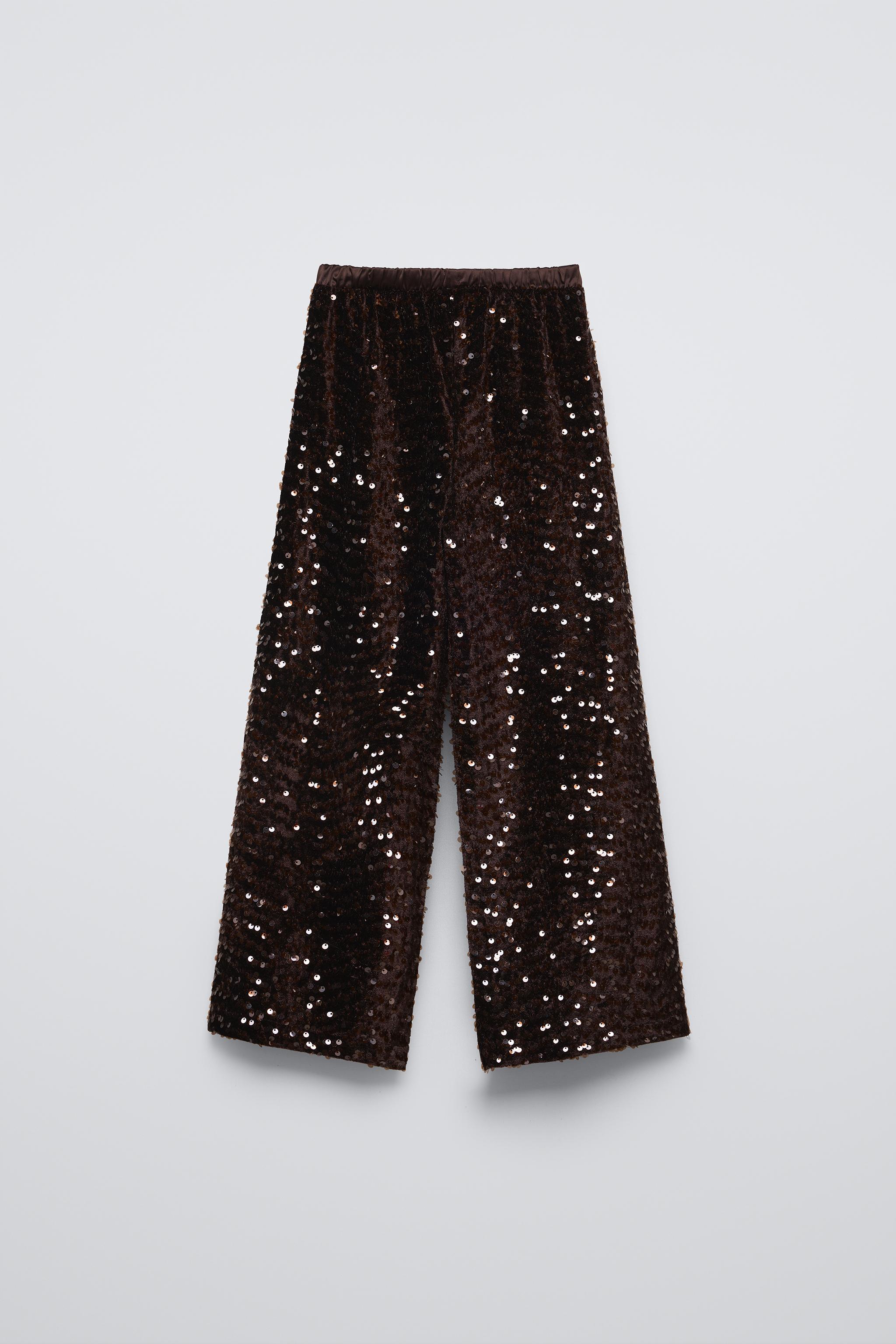 Glitter flared pants zara online