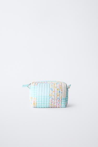 Zara PATCHWORK QUILTED TOILETRY BAG - Ecru / Marl