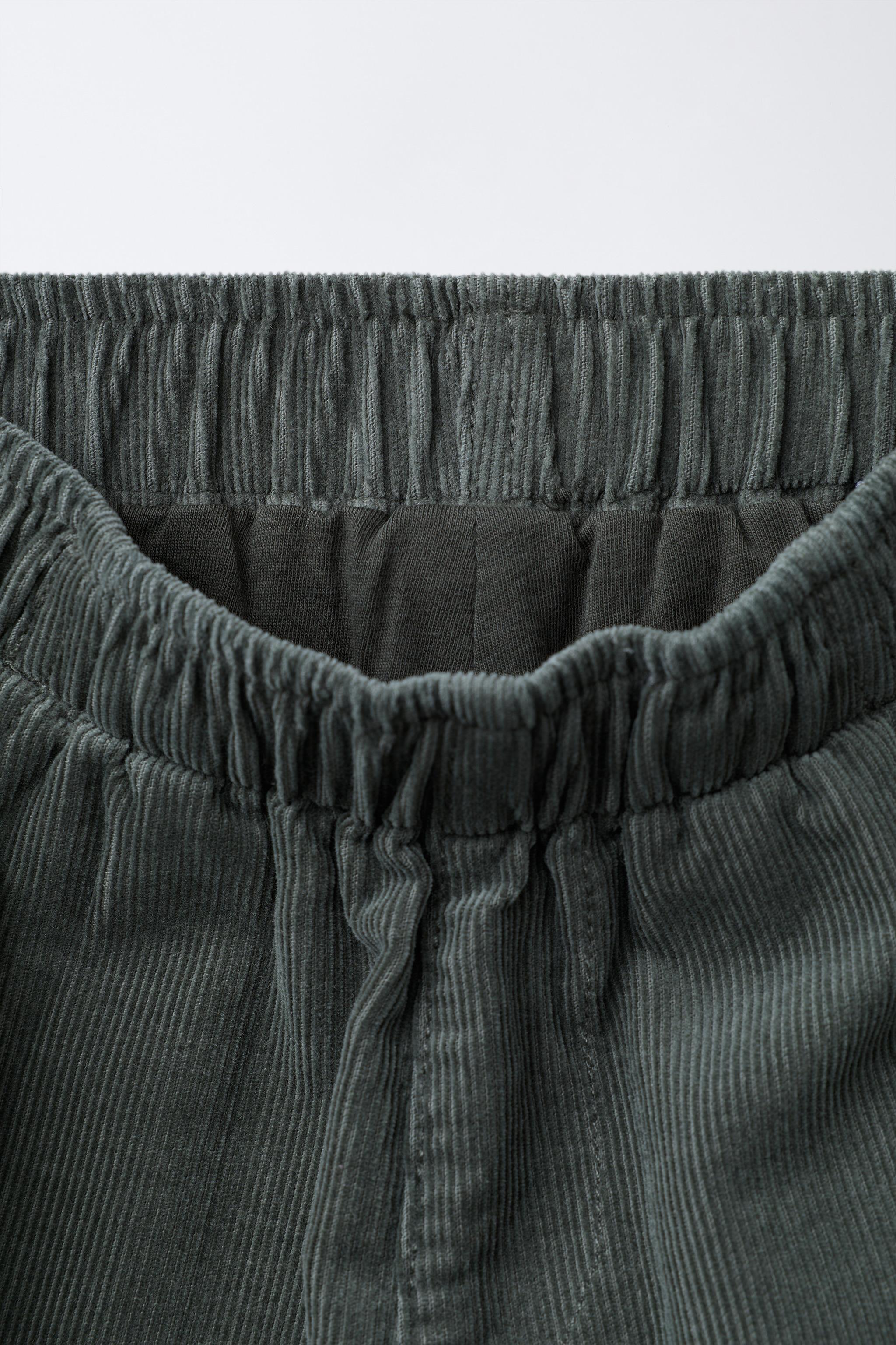 EMBROIDERED LINED FINE WALED CORDUROY PANTS