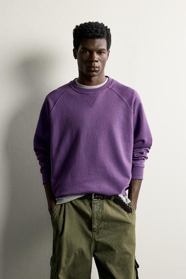 Zara REGULAR FIT CREWNECK SWEATSHIRT - Lilac