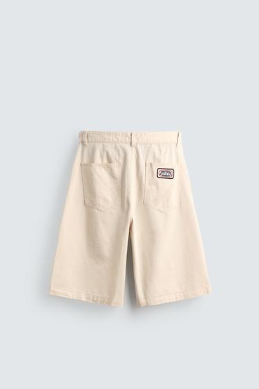 BAGGY FIT BERMUDA SHORTS WITH PATCHES - Beige by Zara - Image 7