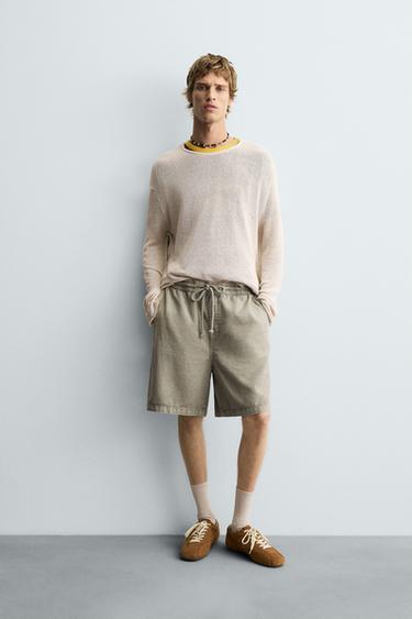 FADED RELAXED FIT BERMUDA SHORTS - Khaki by Zara