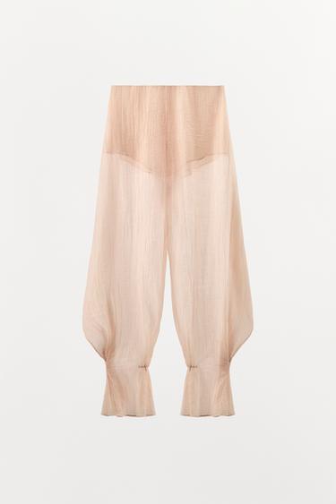 ZW COLLECTION SEMI-SHEER BALLOON TROUSERS - Pastel pink by Zara - Image 0