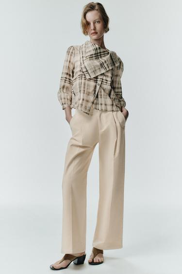 Zara PLAID KERCHIEF SHIRT - Grays