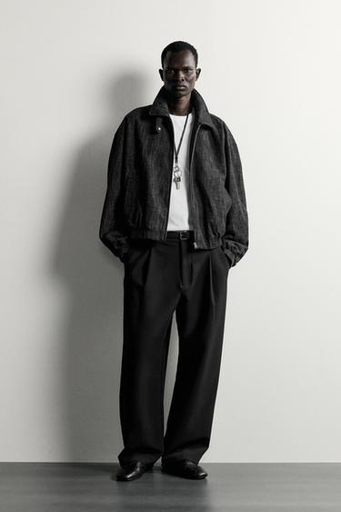 Zara COTTON-BLEND STRUCTURED JACKET - Black - Image 0