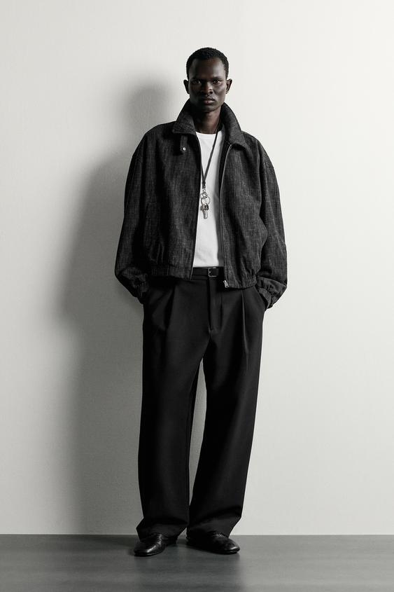 جاكيت بقصّة منظّمة من مزيج القطن - أسود الخاص بـ Zara - صورة 0