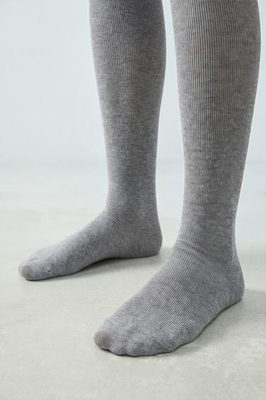 TWO-PACK OF PLAIN TIGHTS - Grey marl by Zara