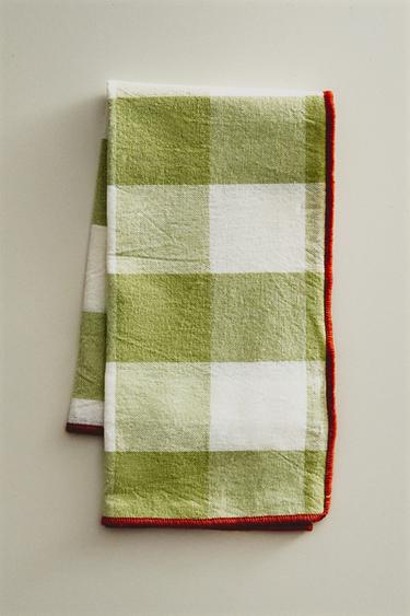 PACK OF CHECK NAPKINS WITH TOPSTITCHING (PACK OF 2) - Green by Zara