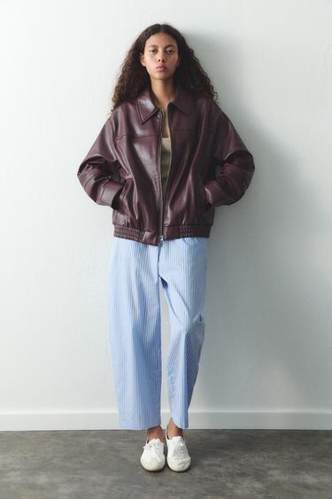 FAUX LEATHER JACKET - Burgundy by Zara