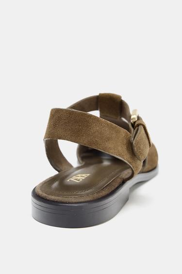 SPLIT SUEDE CAGE SANDALS - Taupe Grey by Zara - Image 5