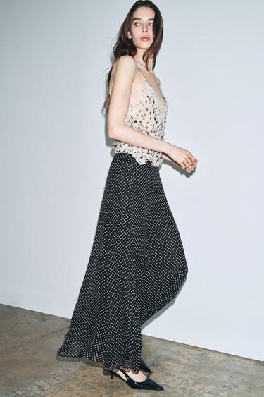ZW COLLECTION POLKA DOT LONG SKIRT - Black / White by Zara - Image 2