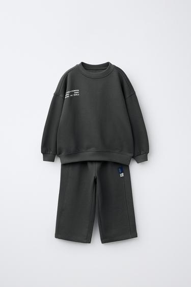 Zara JOGGING SET SWEATSHIRT AND TEXT PANTS - Anthracite grey