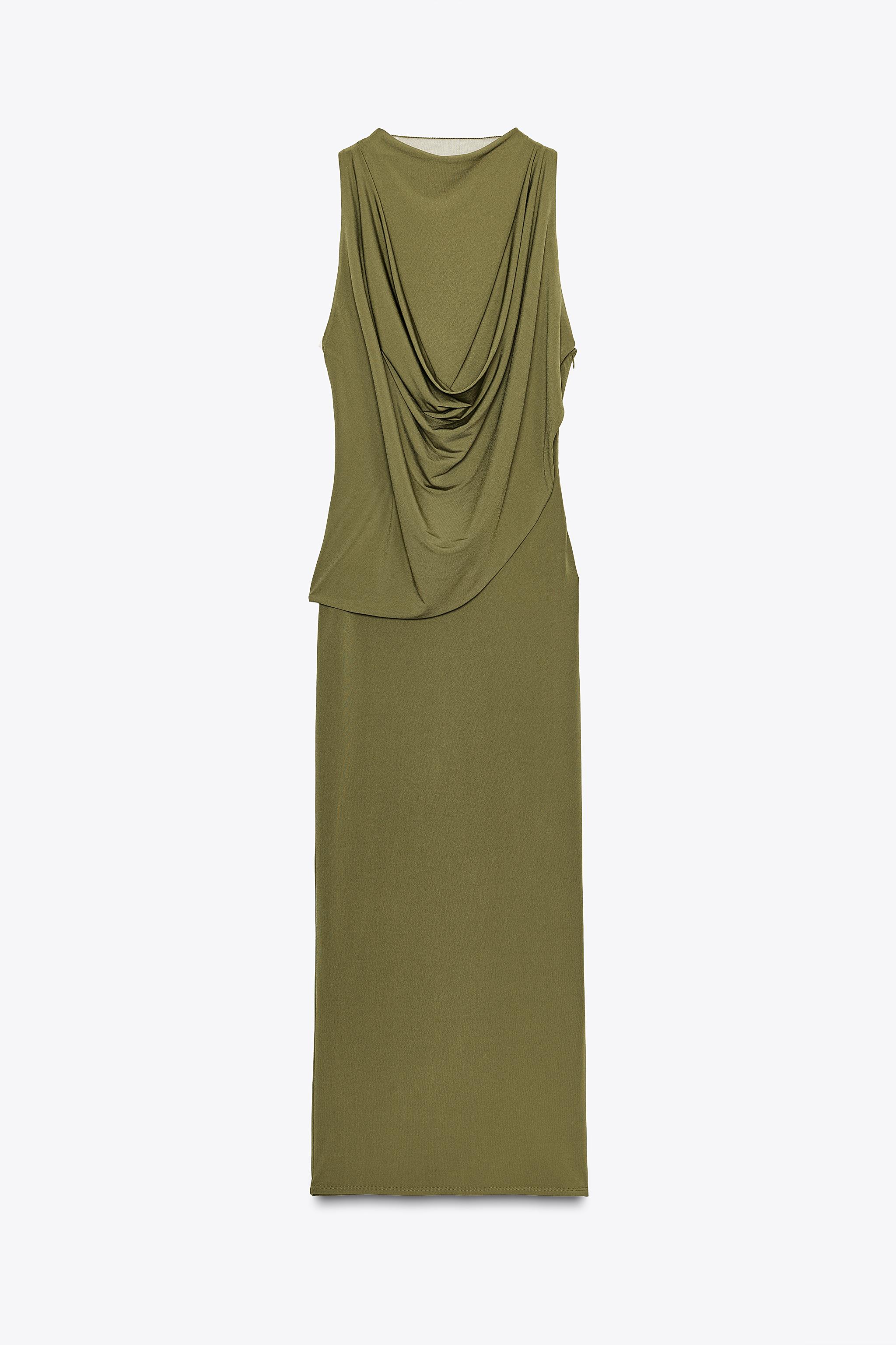 Midi Dress Zara Vestido Zara Drapeado Verde Zara DRAPED COMBINATION DRESS Place Rosemre Midi Dress Zara Vestido Zara Drapeado Verde Zara DRAPED COMBINATION DRESS Place Rosemre
