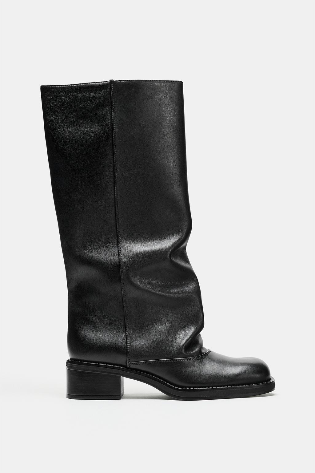 LEATHER BIKER BOOTS