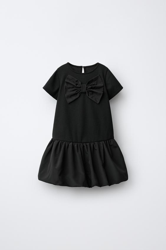 COMBINED BALLOON DRESS WITH BOW - Black by Zara - Image 0