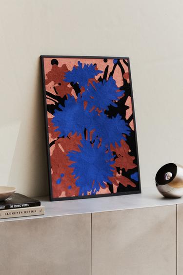 WANDTEPPICH AUS BAUMWOLLE MIT BLUMEN X COLLAGERIE - Blau von Zara