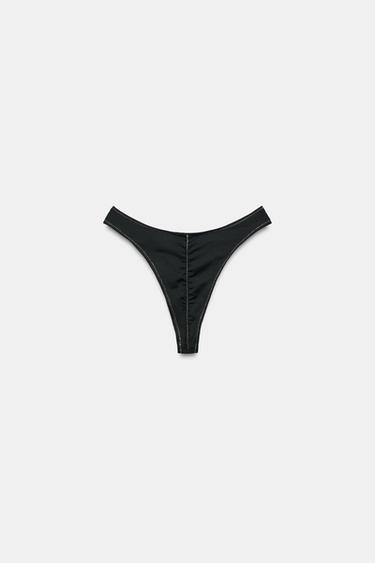 CONTRAST RUCHED BIKINI BOTTOMS - Black by Zara - Image 9