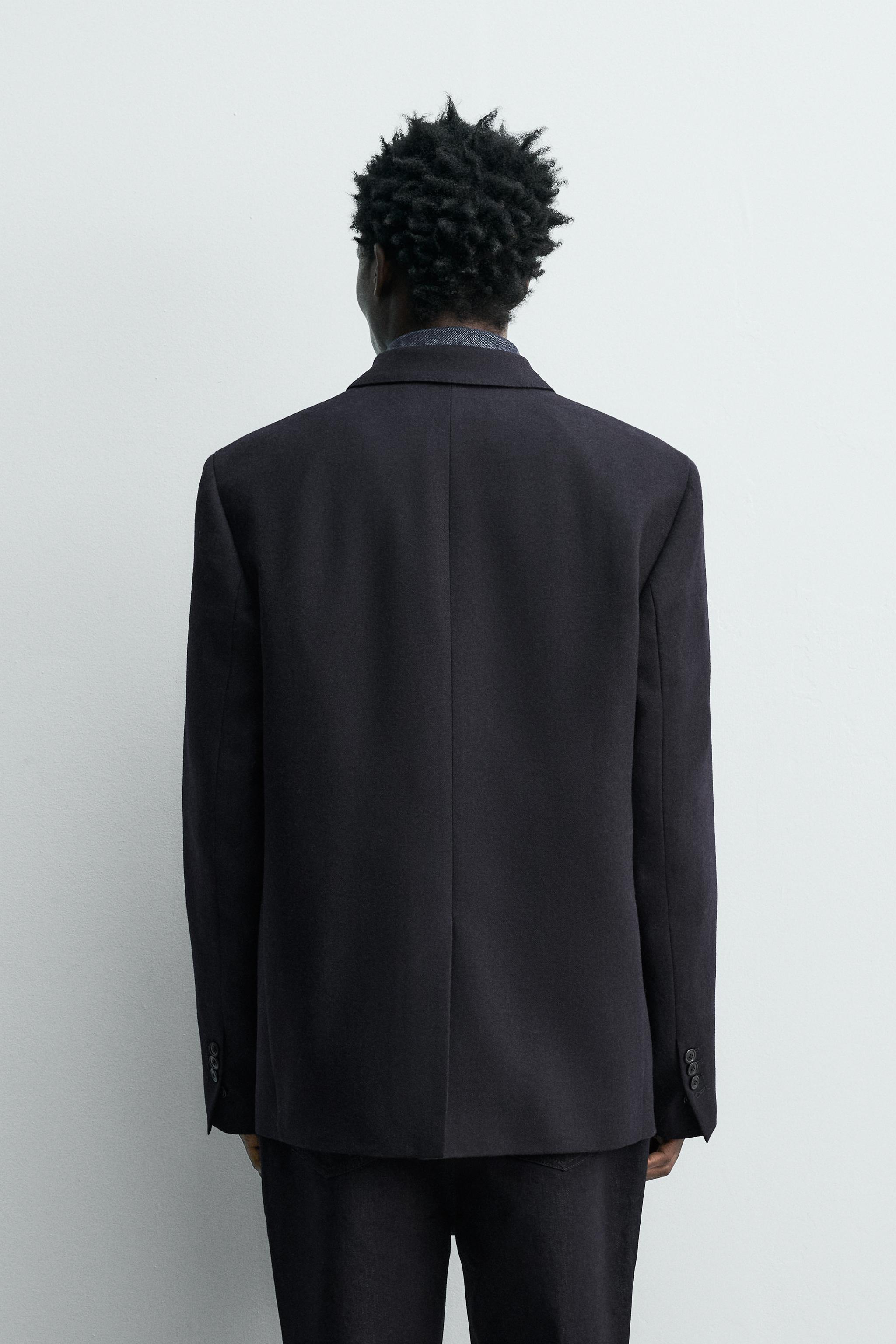 DOUBLE BREASTED 100% WOOL FLANNEL BLAZER