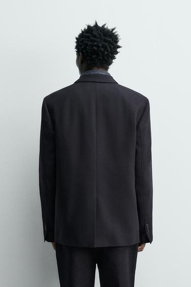 DOUBLE-BREASTED 100% WOOL FLANNEL BLAZER - Dark navy by Zara - Image 2