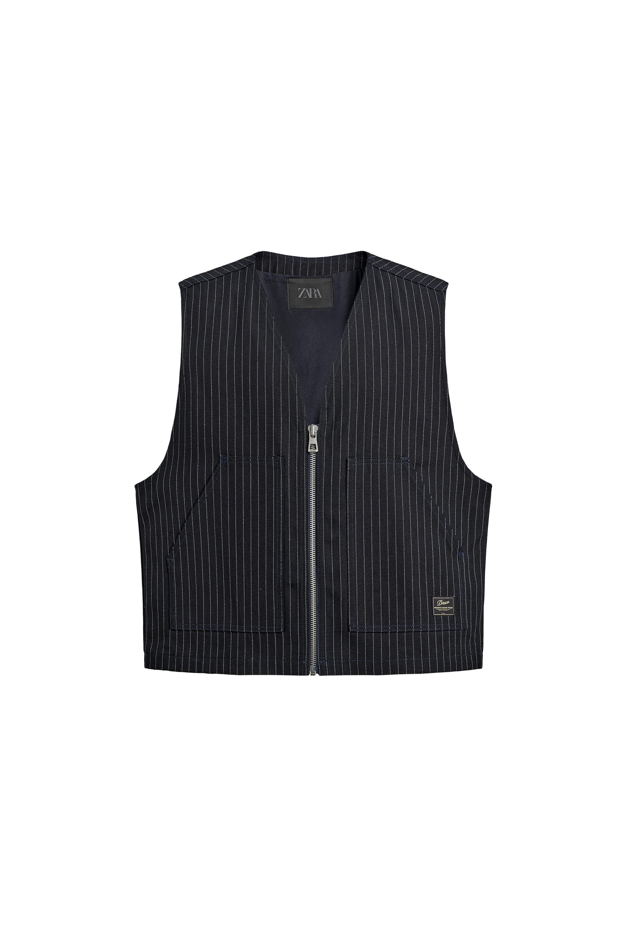 PINSTRIPE DENIM VEST - Blue | ZARA United States
