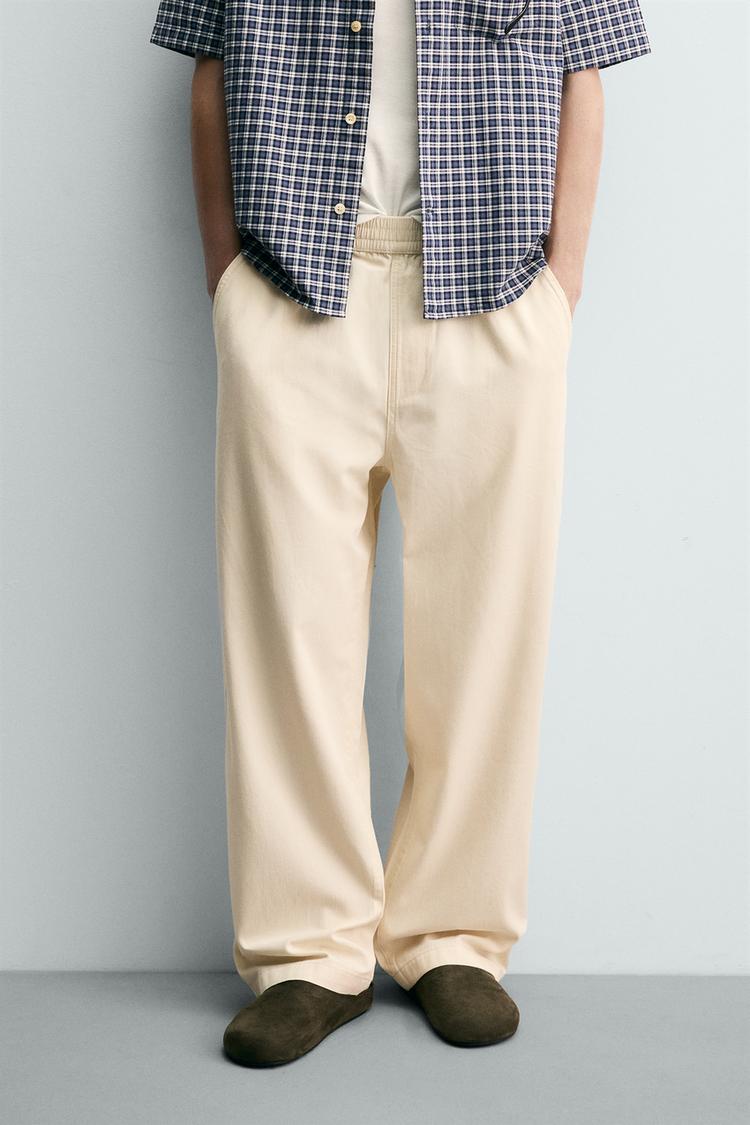 ZARA RELAXED FIT HERRINGBONE TROUSERS
