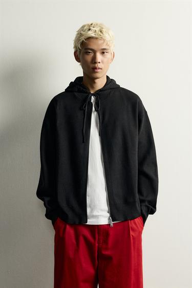 SOFT-KNIT HOODED SWEATSHIRT — Black 2