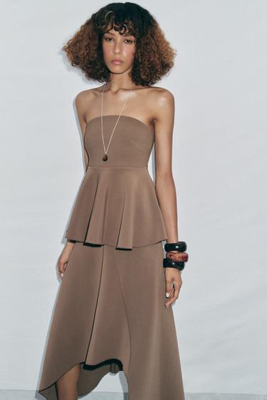 TOP A FASCIA IN CRÊPE - Marrone / Taupe di Zara