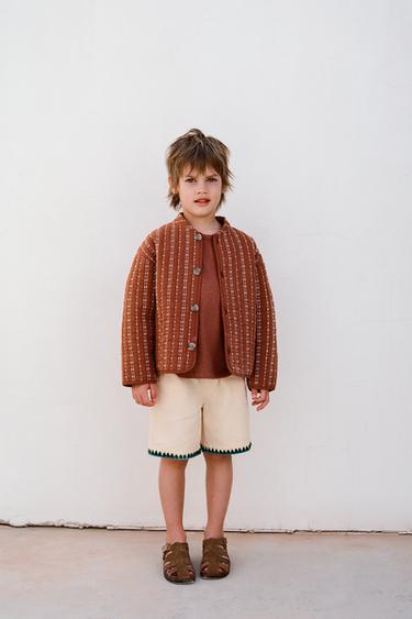 PLAIN LINEN AND COTTON T-SHIRT - Brick by Zara