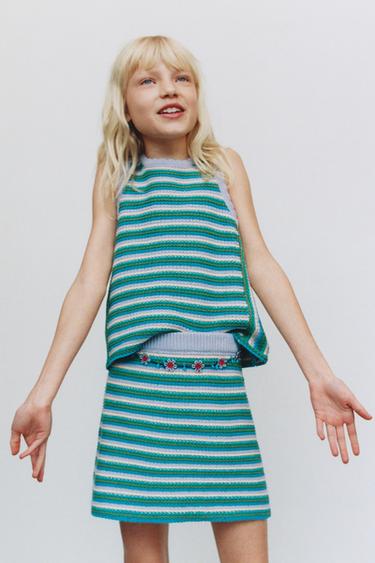 STRIPED KNIT TOP - Mid-green by Zara - Image 0