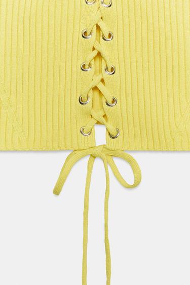 TOP STYLE CORSET EN MAILLE CÔTELÉE - Jaune de Zara - Image 7
