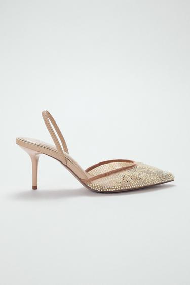 RHINESTONE SLINGBACK SHOES - Beige by Zara