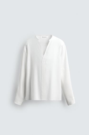 FLOWING RELAXED FIT SHIRT - Oyster-white by Zara