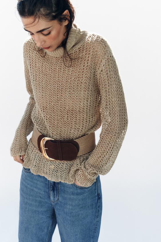 RAFFIA SPLIT LEATHER BELT from Zara - $45.90