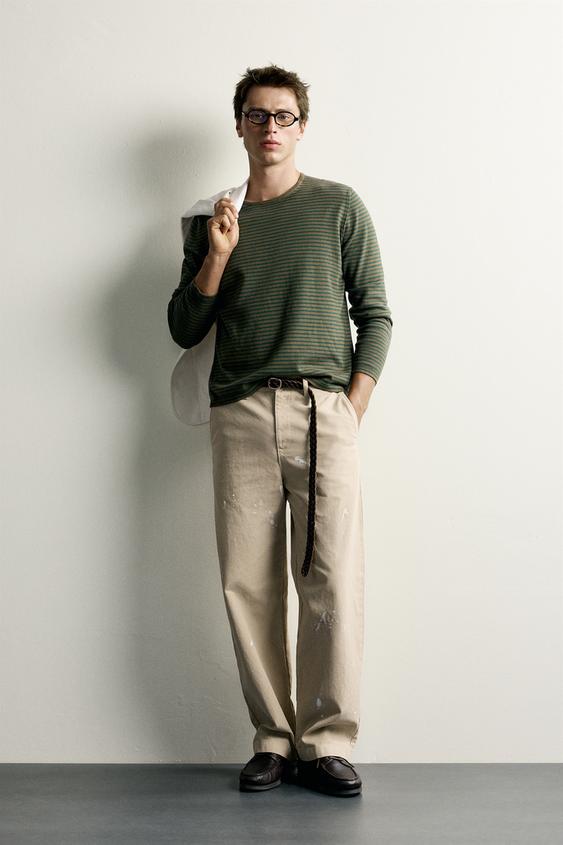 STRIPED REGULAR FIT JUMPER - Green stripe de Zara - Imagen 0