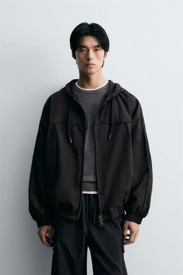 Zara 寬鬆版科技外套 - 黑色