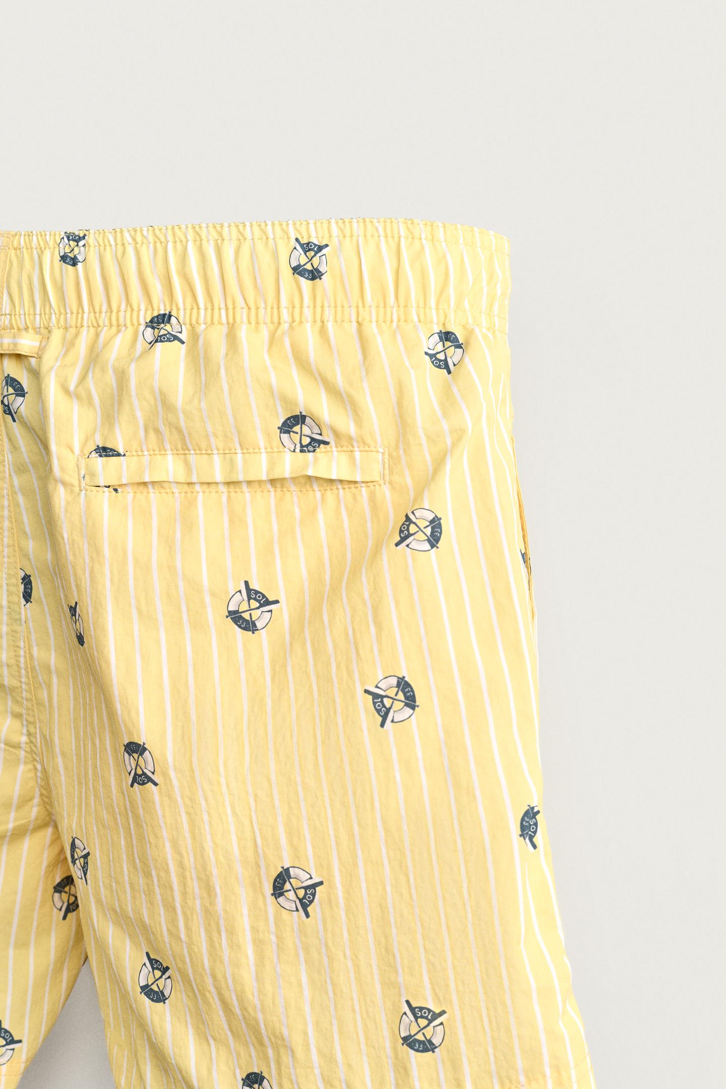 Плавки для мужчин, средней длины, в полоску — Zara, цвет: Жёлтый — фото 4