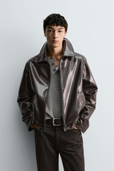 VINYL FINISH JACKET - Dark brown by Zara