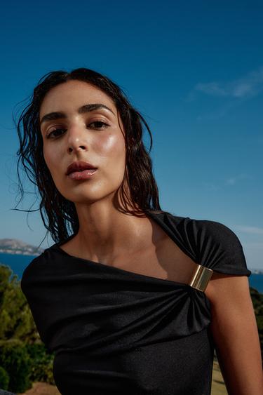 ASYMMETRIC POLYAMIDE TOP - Black by Zara - Image 2