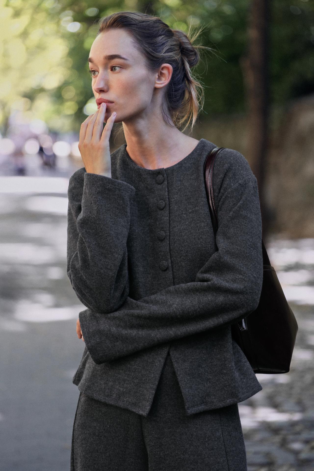 SOFT FITTED JACKET — Anthracite grey