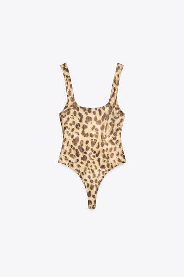 POLYAMIDE STRAPPY BODYSUIT - Leopard by Zara - Image 5