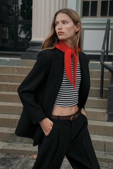 VESTE CROISÉE OVERSIZE - Noir de Zara