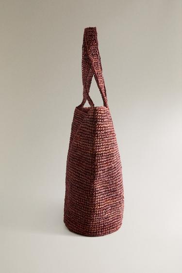 RAFFIA TOTE - Burgundy Red by Zara - Image 2