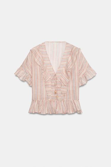 BLOUSE À RAYURES ET VOLANTS - rayures de Zara - Image 6