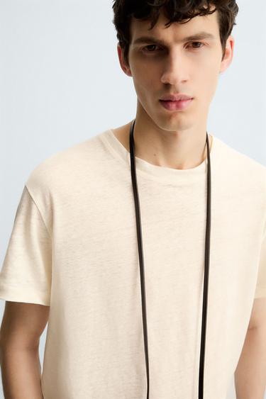 T-SHIRT 100 % LIN - Écru de Zara - Image 5
