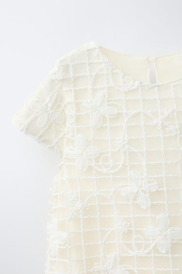 TULLE DRESS WITH FLORAL PRINT - Ecru by Zara - Image 3